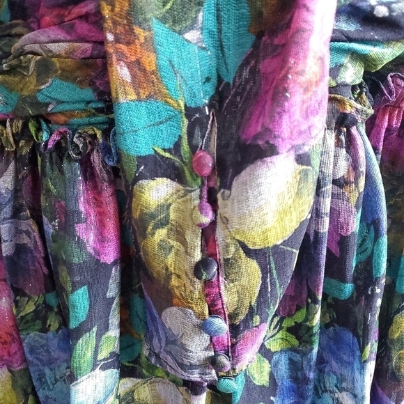 New Flor et. al Abigail Dark Floral Metallic Dress NWT Size 4 - Picture 13 of 17